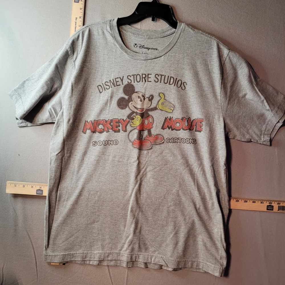Disney Store Mickey Mouse Sound Cartoons Graphic T-Shirt Gray Mens Large L